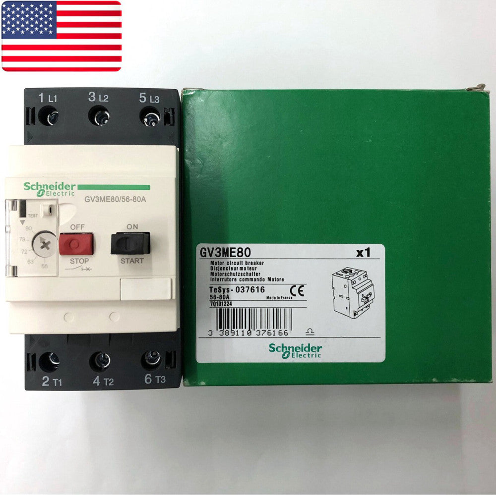 New In Box SCHNEIDER GV3-ME80 GV3ME80 Circuit Breaker - US Stock, Fast Shipping
