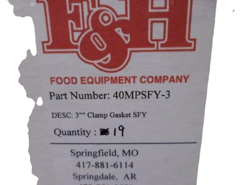 LOT OF 19 F&H 40MPSFY-3 3" CLAMP GASKET SFY NSMP