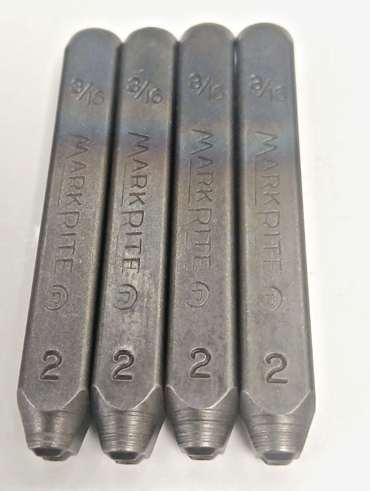 MARKRITE HEAVY DUTY 3/16" NUMBER STAMP #2 STEEL OAL 2-5/8" LOT OF 4