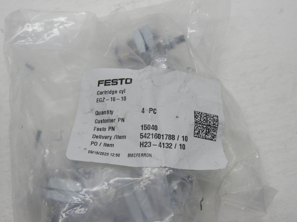 Lot of 4 - FESTO Thread bolt cylinder EGZ-16-10 15040 GENUINE OEM - NEW!