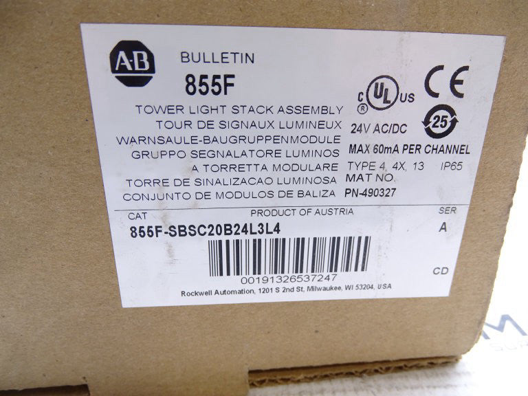 ALLEN BRADLEY 855F-SBSC20B24L3L4 SERIES A INDICATOR LIGHT