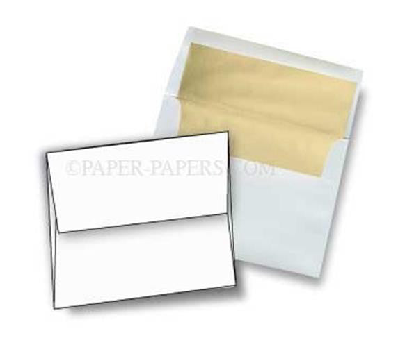 A7 FOIL LINED Envelopes - White (60T) Envelopes with Gold Foil Lining - 250 PK