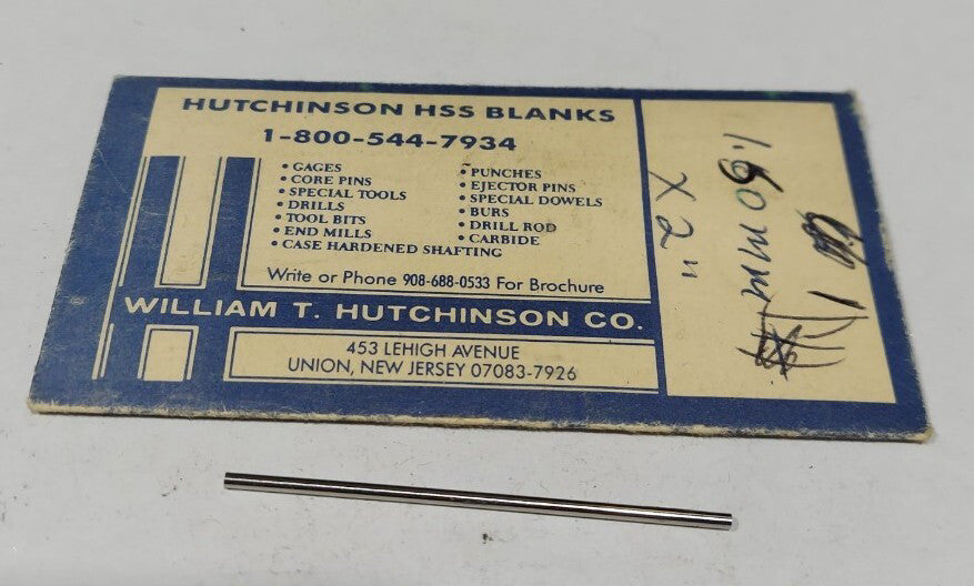 USA Hutchinson 1.50mm x 2" Drill Blank Reamer Pin Gage