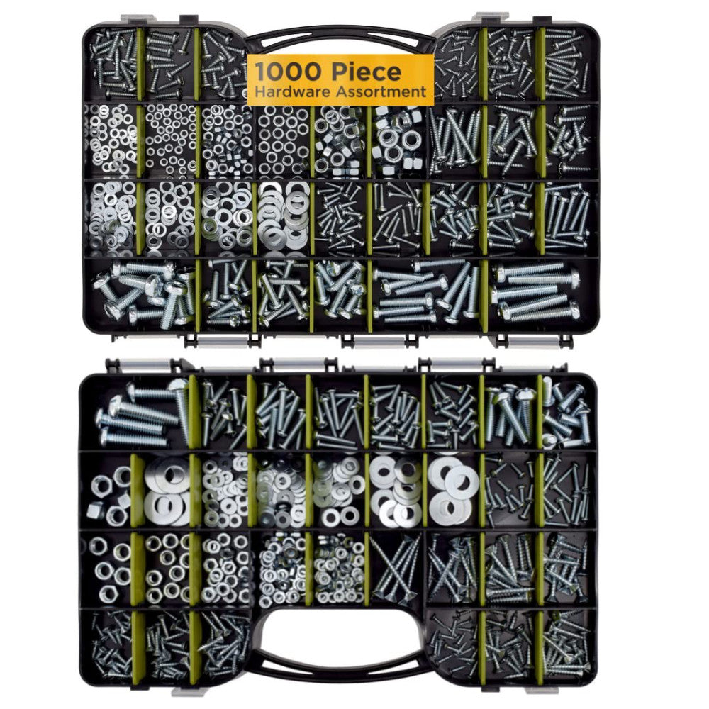 1,000 Piece Hardware Assortment Kit with Screws, Nuts, Bolts & Washers (Doubl...