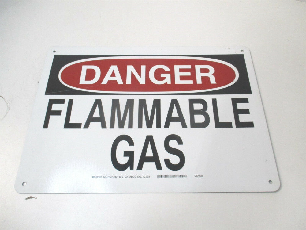 Brady (43238) 10 x 14 Danger Flammable Gas Aluminum Danger Sign w/ Mounting Hole