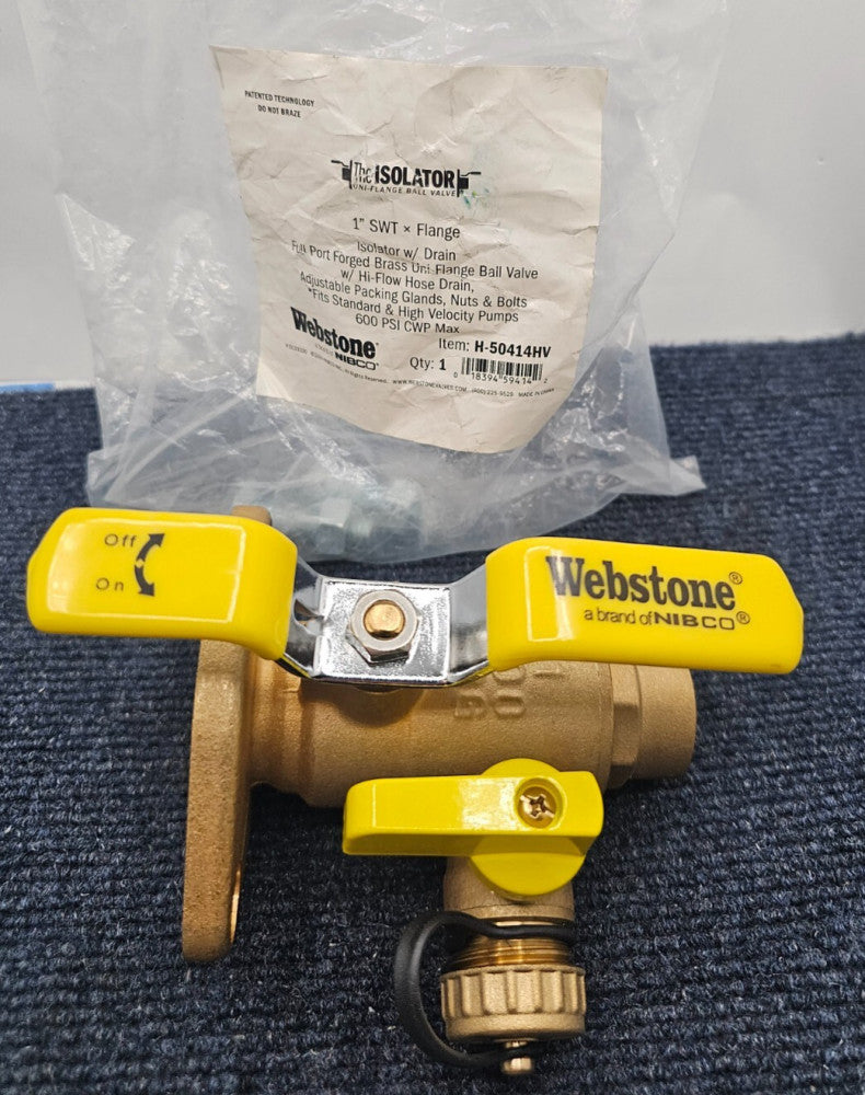 Webstone H-50414HV: The Isolator Uni-Flange Ball Valve Drain 1" SWT x Flange