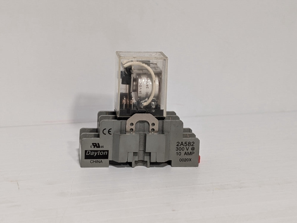 Dayton 2A852 Relay Socket, 8 Pins, DPDT with Omron LY2-DC24, 24vdc Relay, 10A