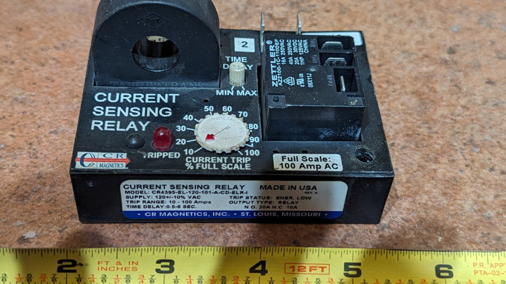 (1) CR Magnetics CR4395-EL-120-101-A-CD-ELR-1 Current Sensing Relay 1-100 Amp