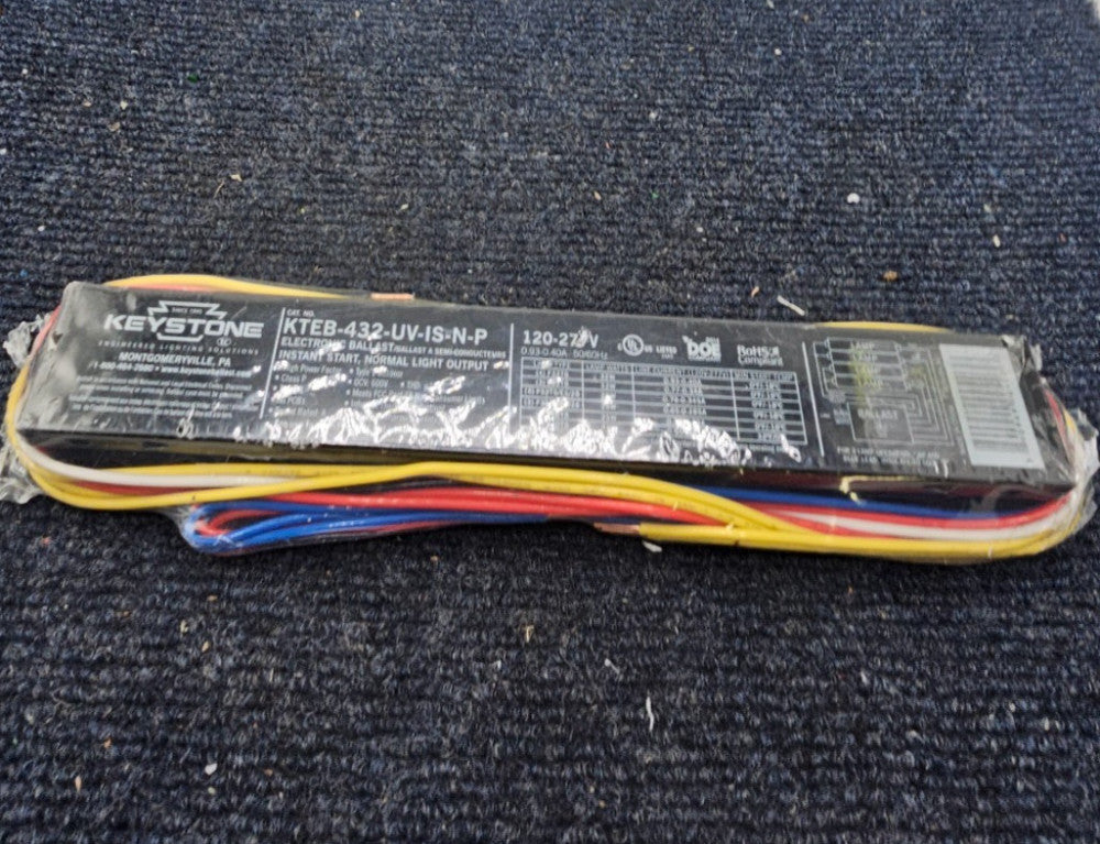 (QTY 4) Keystone KTEB-432-UV-IS-N-P Instant Start 4 Lamp T8 Ballast 120-277V