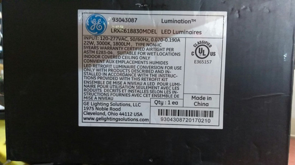 GE LIGHTING LED Downlight Retrofit Kit,3000K,1800 lm, LRXR618830MDEL