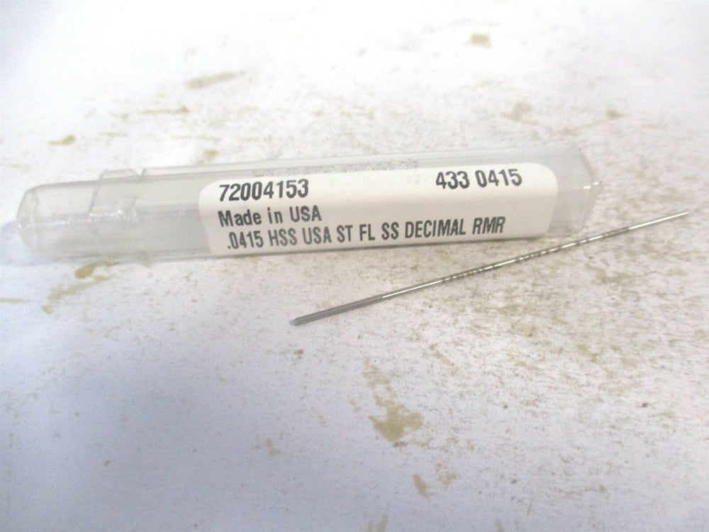 (433-0.0415) 0.0415" x 1/2" x 2-1/2" Straight Shank HSS 4-Flute Chucking Reamer 
