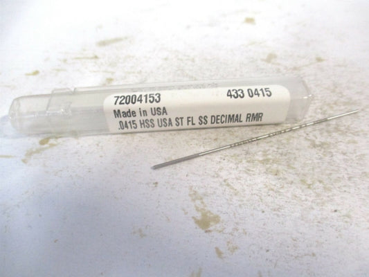 (433-0.0415) 0.0415" x 1/2" x 2-1/2" Straight Shank HSS 4-Flute Chucking Reamer 