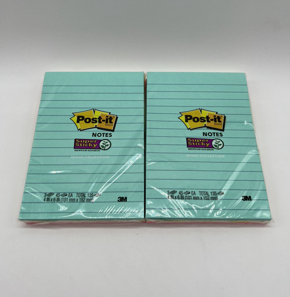 2x - 3 Pads 4 X 6 Super Sticky POST-IT notes Bright Colors Large New