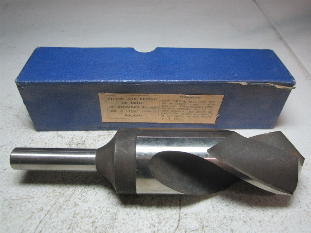 TMX (5-166-132) 1-15/32" Diam x 3" Flute x 6" OAL HSS Silver & Deming Drill