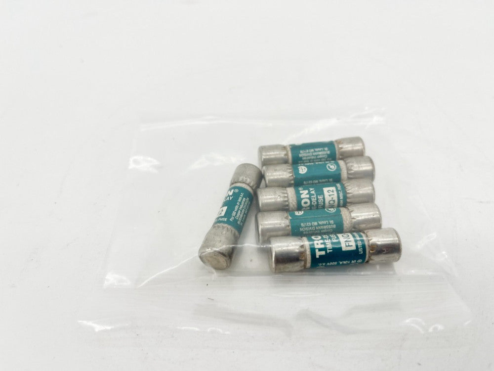 Lot of 6 New Bussmann FNQ-12 Time Delay Fuses 12A 500V