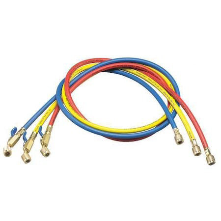 Yellow Jacket 29985 Manifold Hose Set, Low Loss, Connection Size 1/4 In Female,