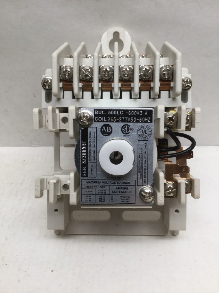 Allen Bradley 500LC-600A3  6 Pole Lighting Contactor Series A Coil 265-277V