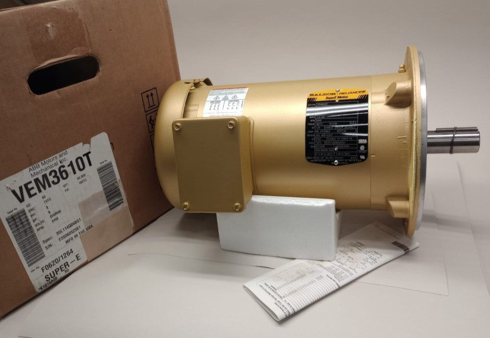Baldor VEM3610T Electric Motor 3ph 3hp 3450rpm 230/460V 182TC 60hz 36L114Q06G1