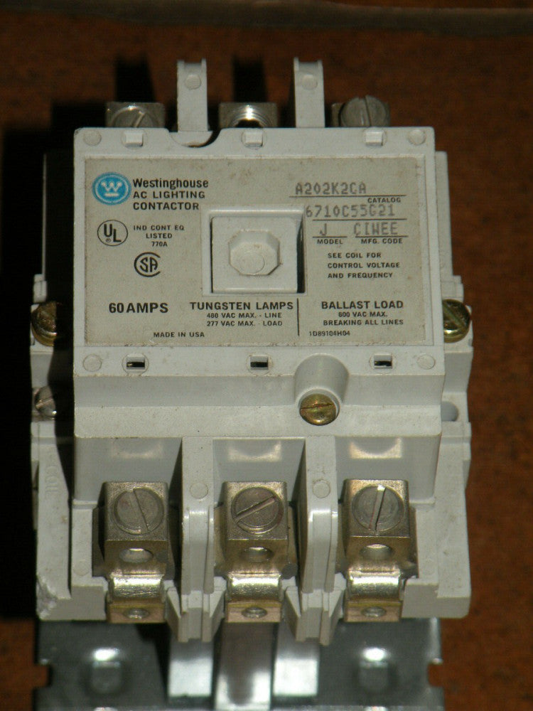Westinghouse A202K2CA 60 AMp Contactor For Tungston Lamps