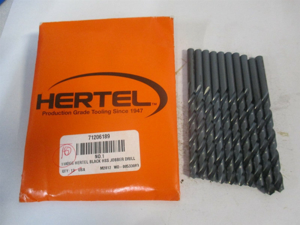 (71206189) #1 2-5/8" x 3-7/8" OAL 118° High Speed Steel Jobber Drill - Qty 10