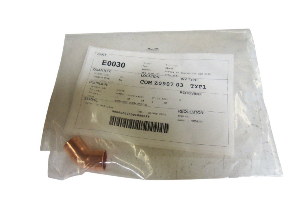 1970 3541 FITTINGS, ELBOW COPPER 45 DEGREE 1/2" C&C SIZE NSNP