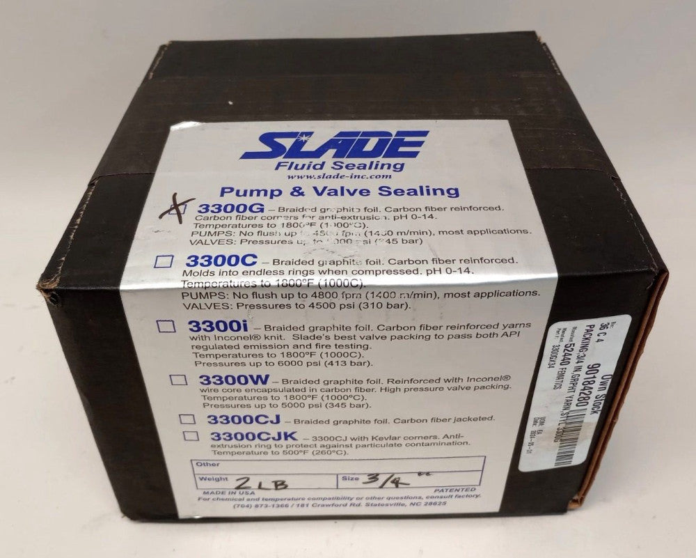 Slade 3300G 2LB 3/4 Braided Graphite Foil Seal 2Lb Box Size 3/4"