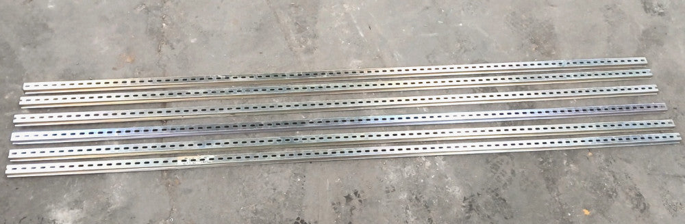 DIN RAIL MOUNT SLOTTED STEEL HEIGHT 6-1/2 WIDTH 1-1/2 IN.  LOT OF 6
