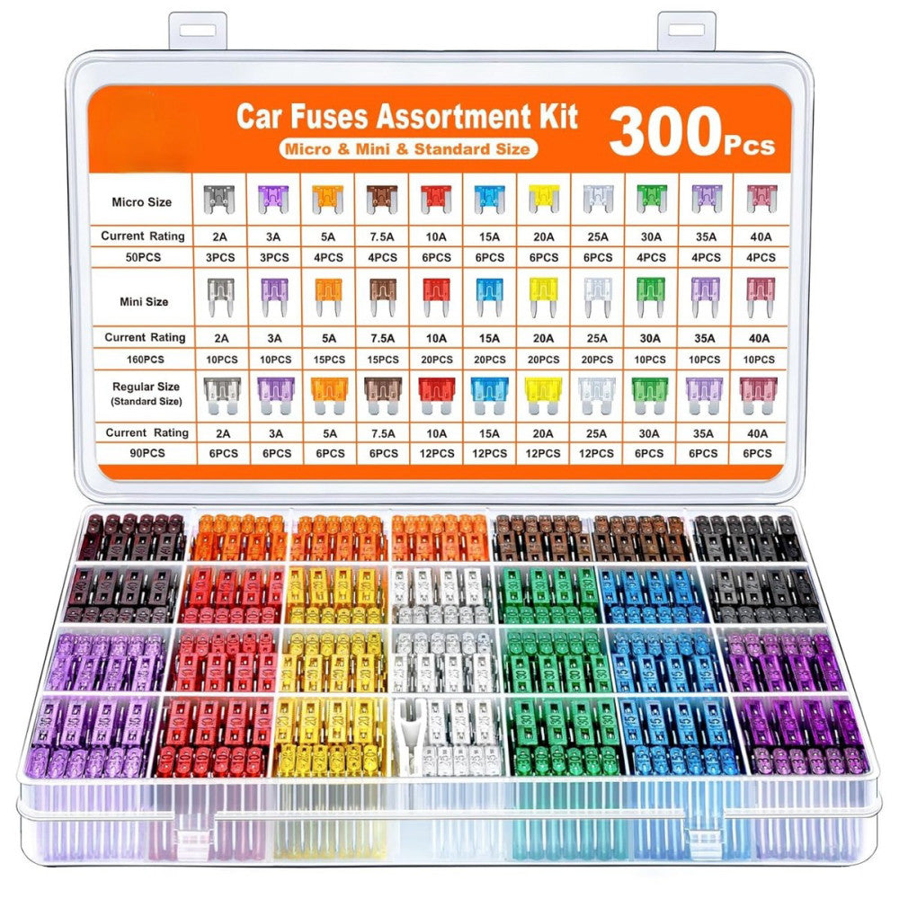 300X Car Fuse Assortment Kit, 160 Mini Blade Fuses Automotive 90 Standard