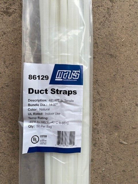 (Case of 450 pieces) MARS Duct Straps -175 lbs, 48" DuctStrap - Up To 14" Nat