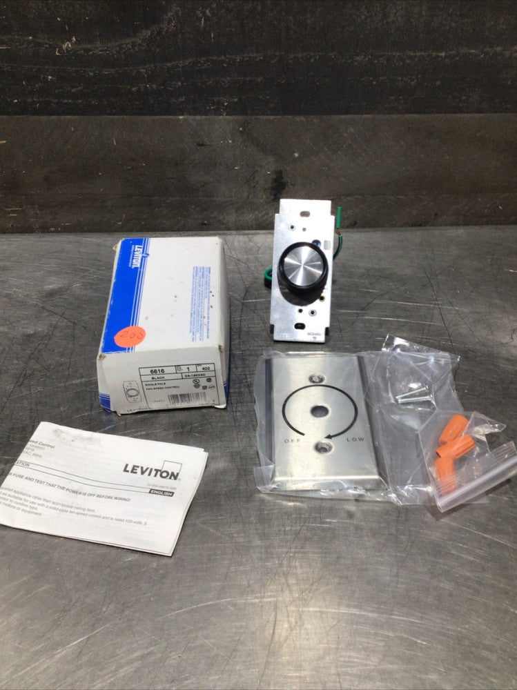 Leviton 402-6616 Single Pole Fan Control Black 5A 120VAC Nos Surplus