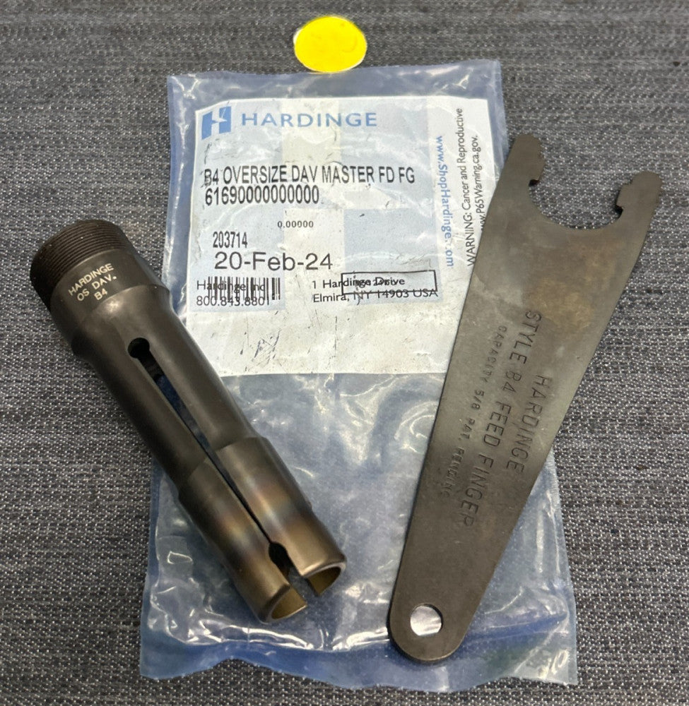 HARDINGE B4 COLLET W/OVERSIZE DAVENPORT MASTER  FEED FINGER