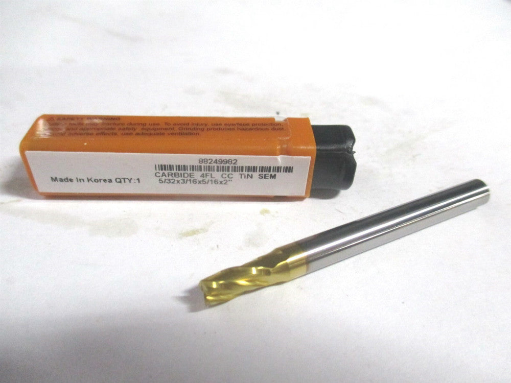 (750615) 5/32" x 5/16" x 3/16" x 2" OAL Solid Carbide 4 Flute Square End Mill 