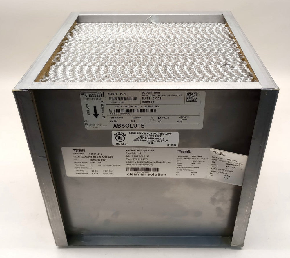 Camfil 855210218 Absolute HEPA Cube Filter12XH-12Z12Z12-1D-3-C-A-00-0/00
