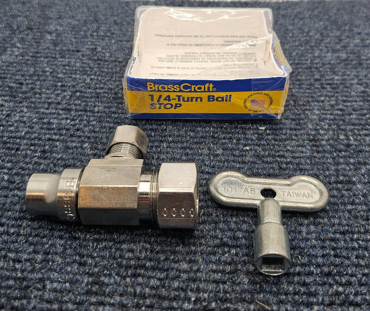 ( QTY 5 ) Brasscraft KTSCR19X C: Compression 1/4-Turn Angle Ball Stop