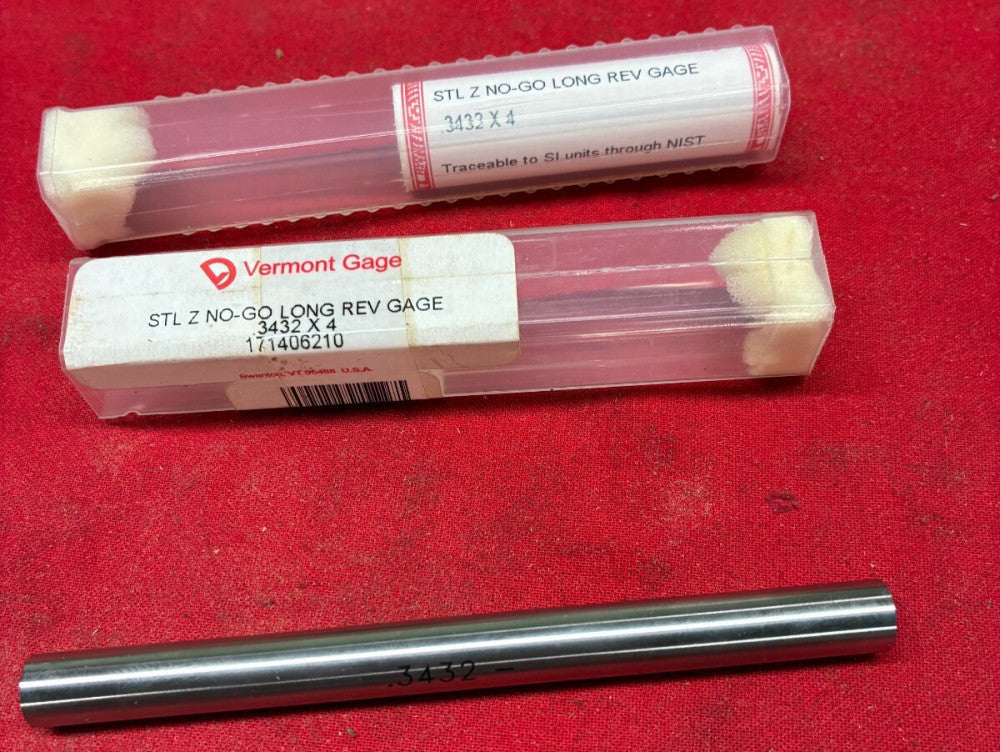 VERMONT GAGE STL NO-GO LONG REV GAGE 3432X4 171406210 LENGTH: 4IN  DIA: 5/16 IN.
