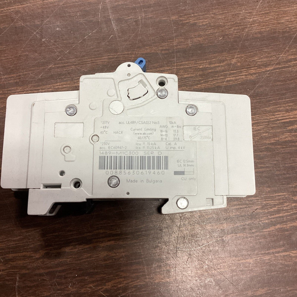 ALLEN BRADLEY 1489-M1C300 CIRCUIT BREAKER, 1 POLE 30 AMP, SERIES D E62