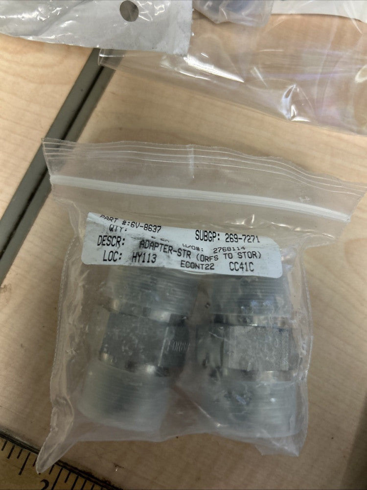 (2) NEW OEM CATERPILLAR 6V-8637: 31.75mm Hexagonal Hydraulic Straight Adapter