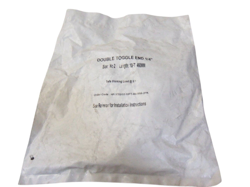 LOT OF 2 GRIPPLE DOUBLE TOGGLE END 1/4"  HF-YTQG2-10FT-460MM-2PK  FACTORY BAG