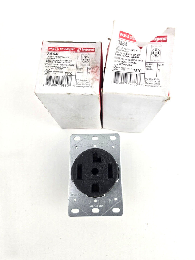 2pcs Legrand Pass And Seymour 30A 125V/250v 3864 Dryer RECEPTACLE