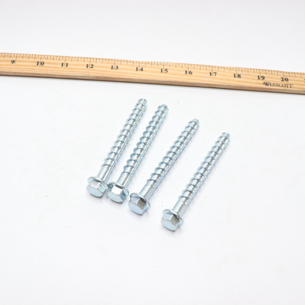 (4-Pk) High Strength Concrete Screw Anchors Zinc Plated 1/2" X 4"