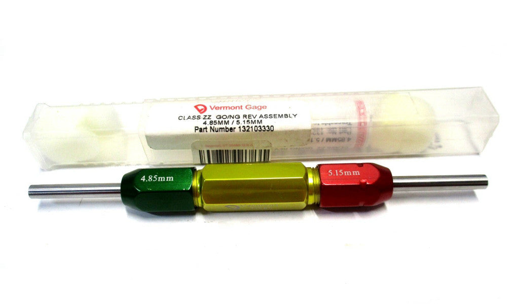 Vermont Gage 4.85mm - 5.15mm Class ZZ Go/No-Go Double End Rev Plug Gage Handle