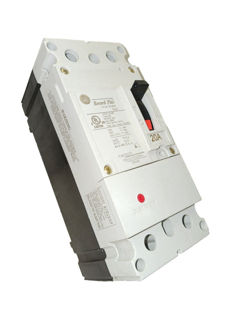 GE RECORD PLUS 20 AMP CIRCUIT BREAKER 2 POLE 600 VAC FBV26TE020RV