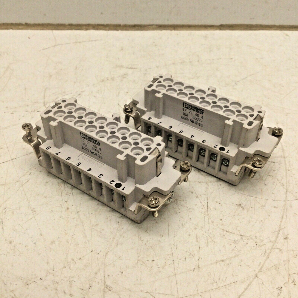 PHOENIX CONTACT 17-71-46-4 FEMALE CONNECTOR 16-POSITION 16A 400-600V (LOT of 2)