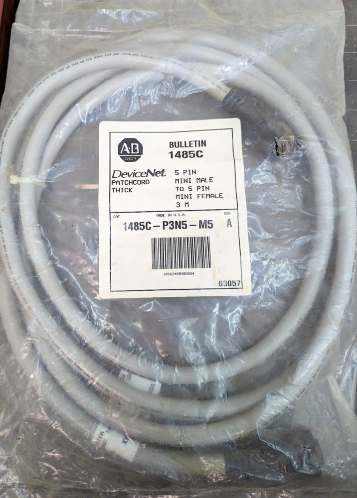 Allen Bradley 1485C-P3N5-M5 5 Pin DeviceNet Cord Grey 3 Meter [B1BC]