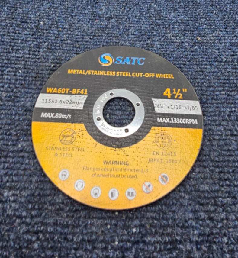 SATC WA60T-BF41: Cut Off Wheels Metal/Inox Stainless Steel 4-1/2"