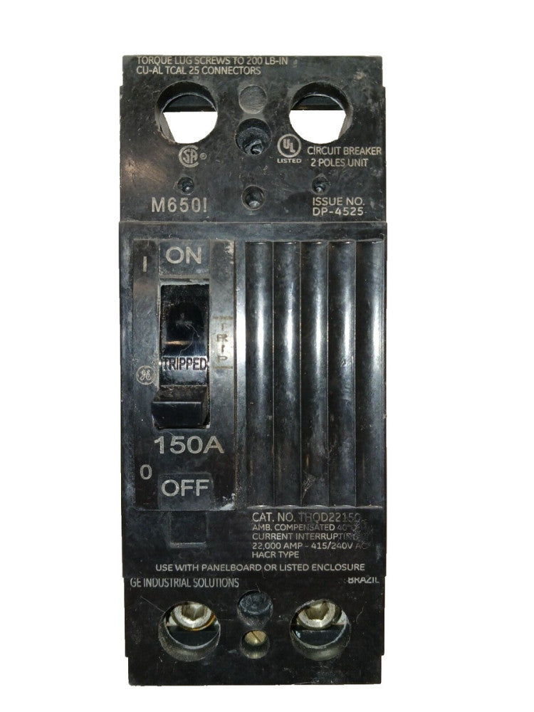 GE 150 AMP CIRCUIT BREAKER 2 POLE 240 VAC 22kA  THQD22150WL