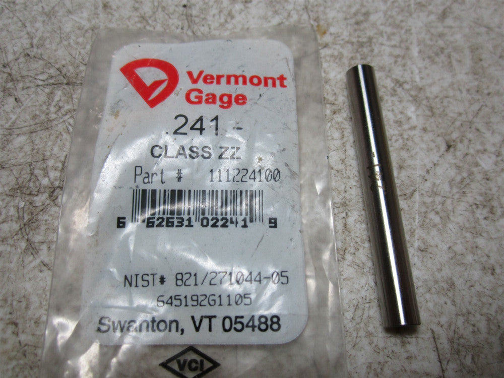 Vermont Gage (111224100) 0.241 Diameter Class ZZ Pin Gage