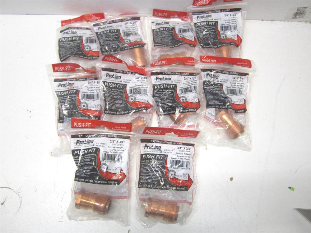 B&K Mueller 650-204HC 3/4" TubexFNPTxTubexFemale Push-to-Connect Adapter -Qty 10