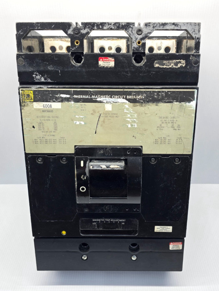Square D 600 Amp Circuit Breaker 600 VAC 3 Pole 42 kA MAP36600 (Flaw)