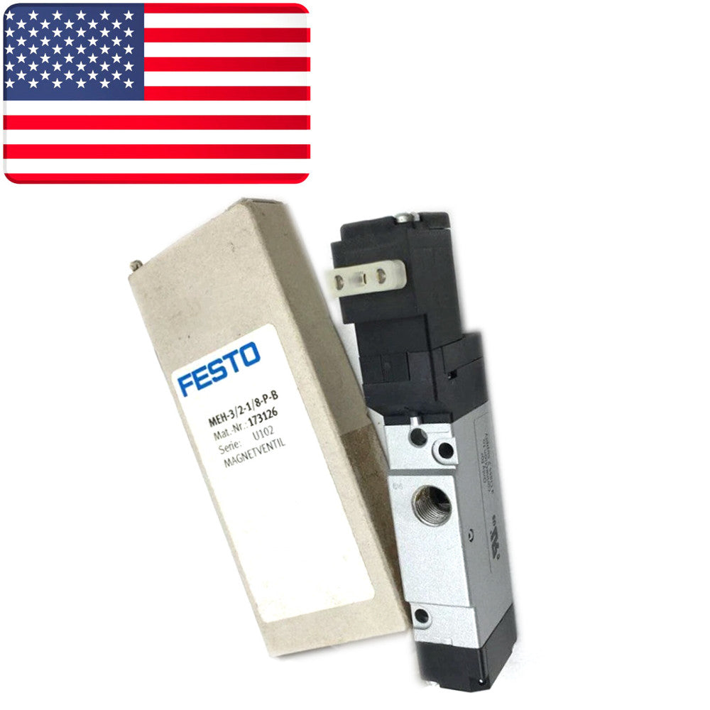 New In Box FESTO MEH-3/2-1/8-P-B 173126 Solenoid Valve US Stock